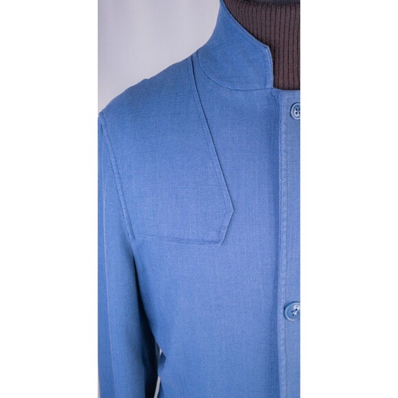 J. Peterman Men’s 3-Button Sport Coat Blazer Jacket Sz 42 Linen Blend Solid Blue - Picture 5 of 14